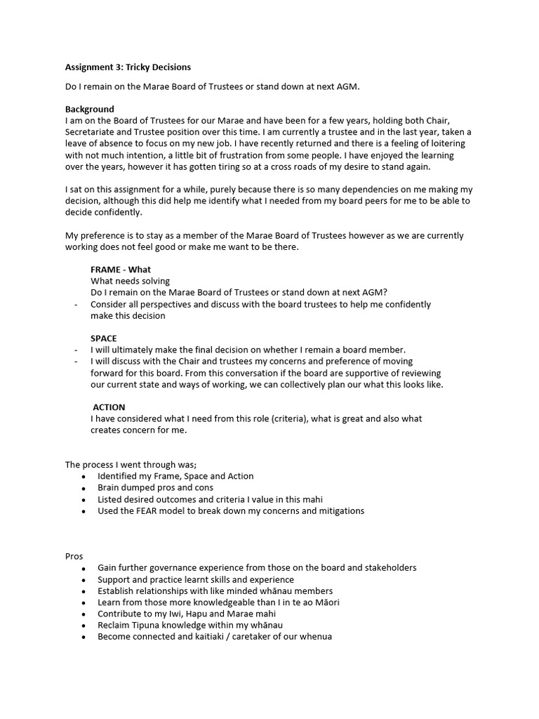 Assignment 3 - Tricky Decisions | PDF | Cognition | Psychology