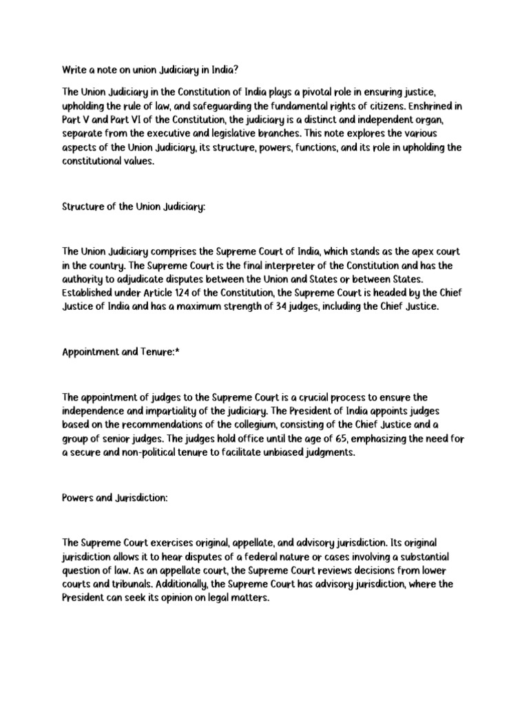 Overview of India's Union Judiciary | PDF | Supreme Court Of The United ...