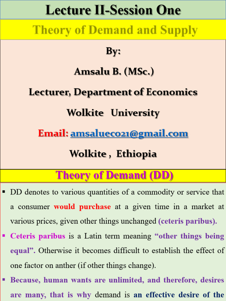 Theory of Demand and Supply Lecture | PDF | Elasticity (Economics) | Demand