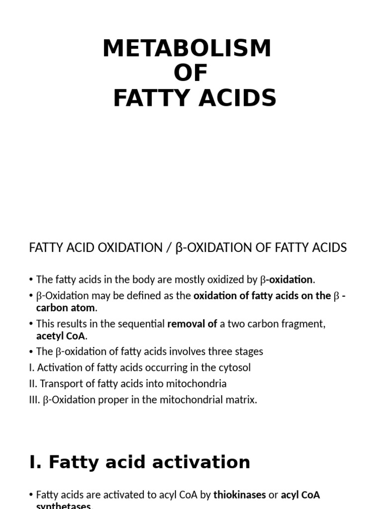 Metabolism of Fatty Acids | PDF | Nutrients | Cellular Processes