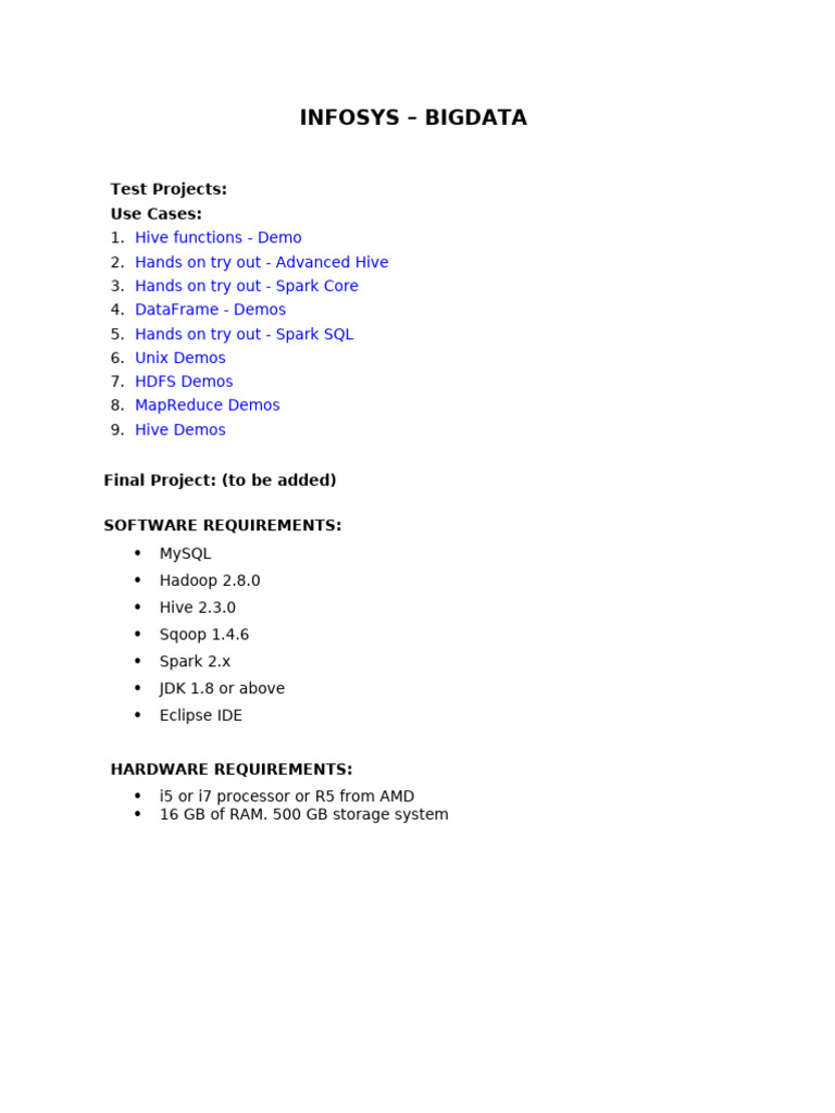Infosys Big Data Project Guide | PDF