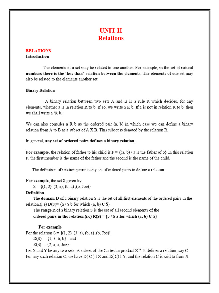 Understanding Binary Relations and Properties | PDF | Function ...