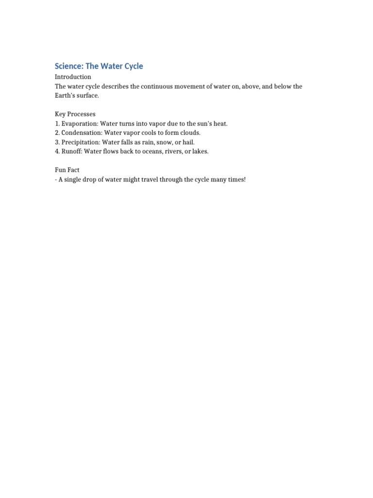 Science The Water Cycle | PDF