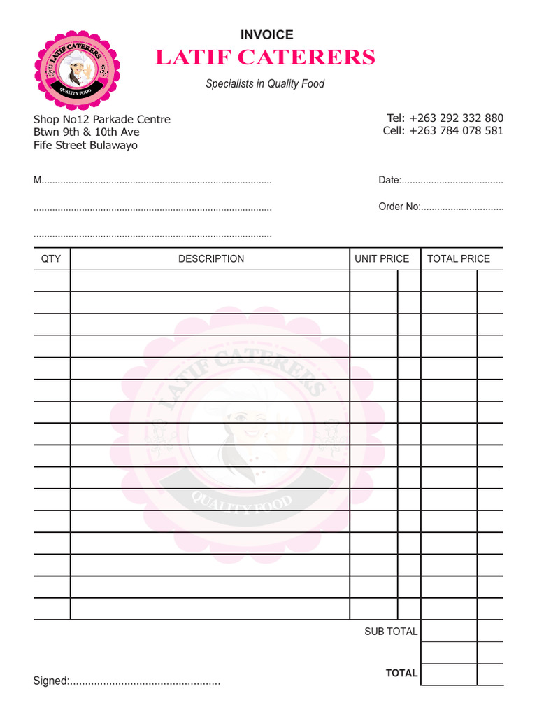 Catering Invoice New-1 | PDF