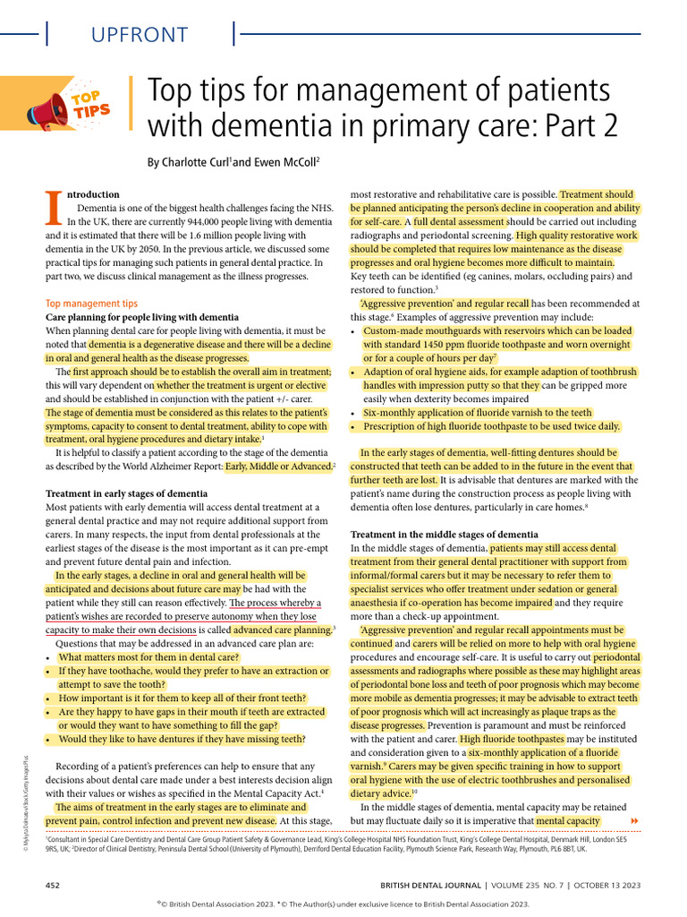 dimentia | PDF | Oral Hygiene | Dementia