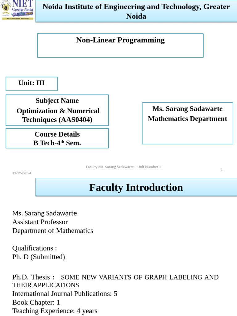 Unit 3 - ONT | PDF | Mathematical Optimization | Linear Programming