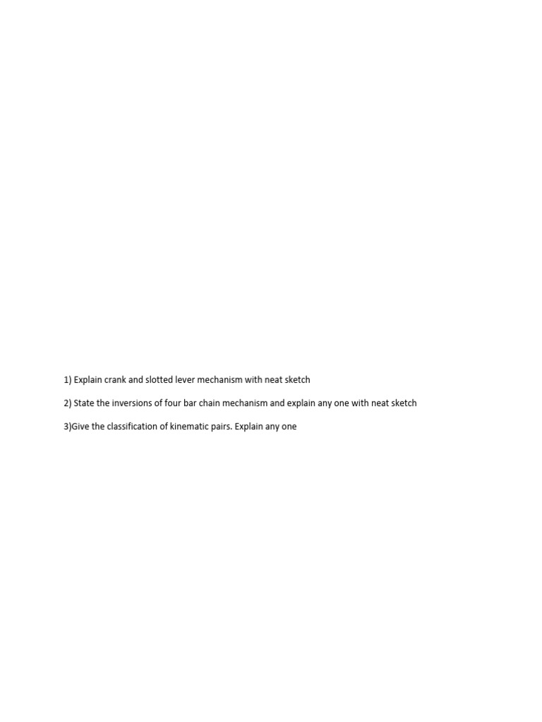 Mechanical Theory of Machines TOM 22438 Unit Test I | PDF | Kinematics ...