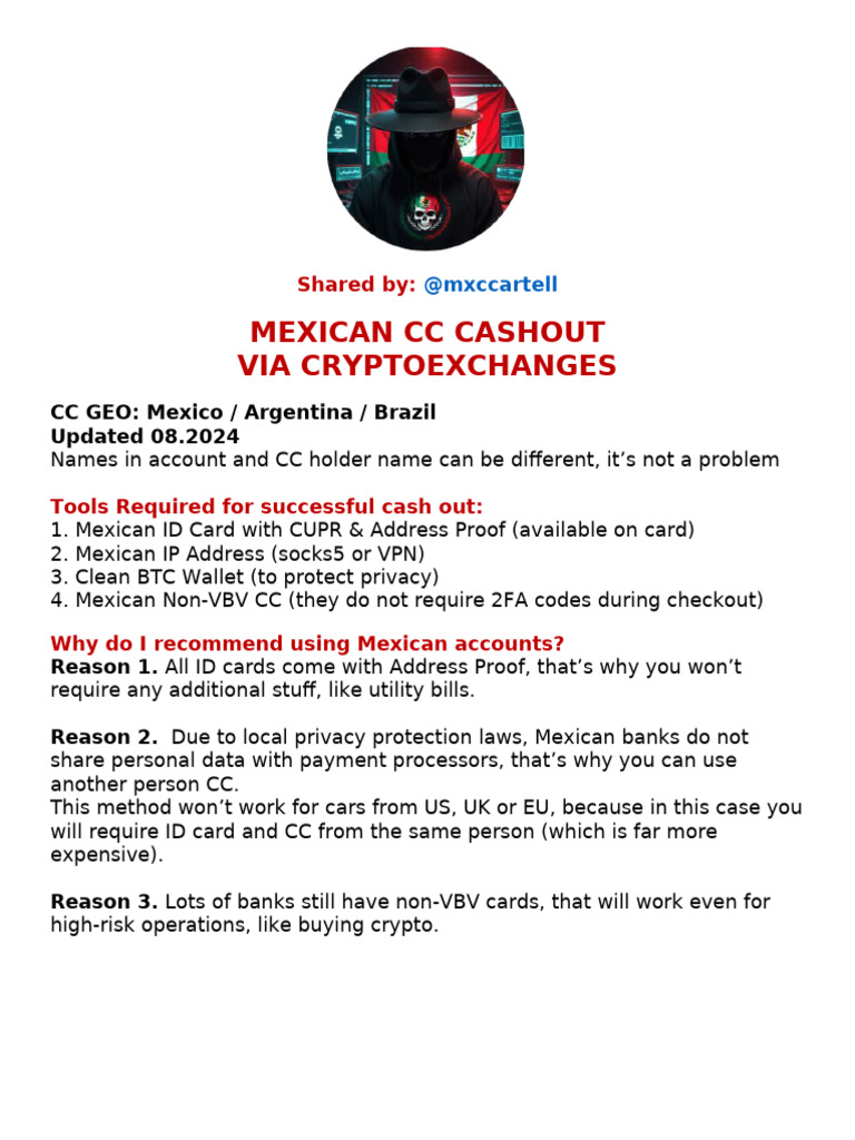 Crypto Cashout Guide for Carders | PDF | Identity Document | Applications  Of Cryptography