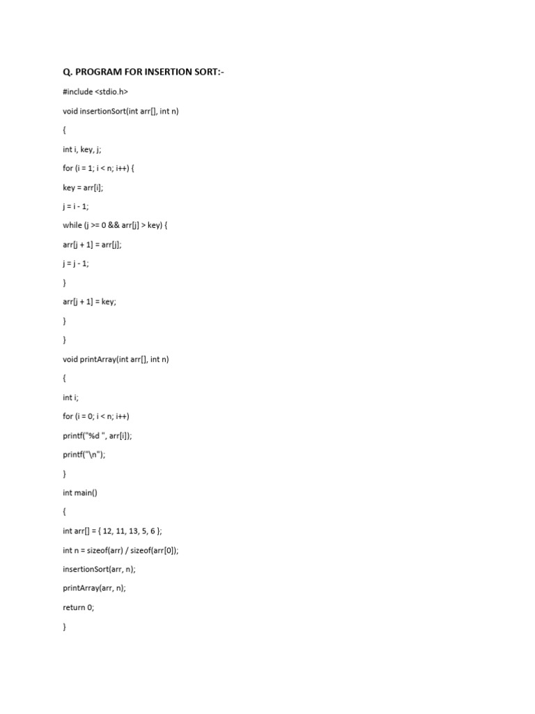Q - Program For Insertion Sort | PDF