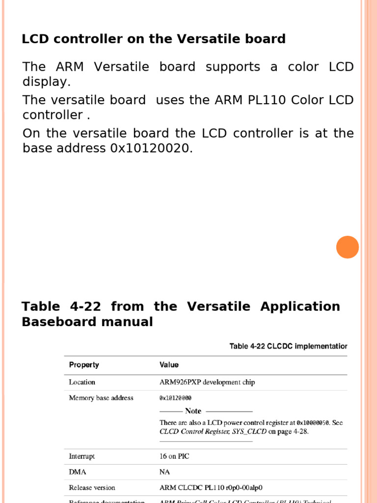 ARM Versatile Board LCD Controller Guide | PDF