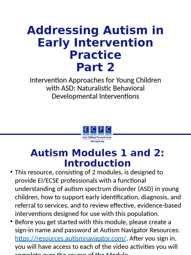 Early Intervention for Autism: NDBI Approaches | PDF | Autism Spectrum ...