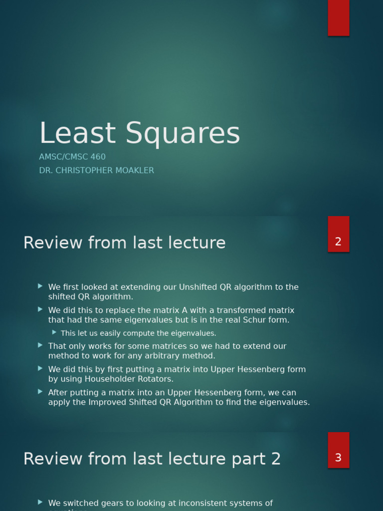 Lecture 13 - Least Squares | PDF | Least Squares | Ordinary Least Squares