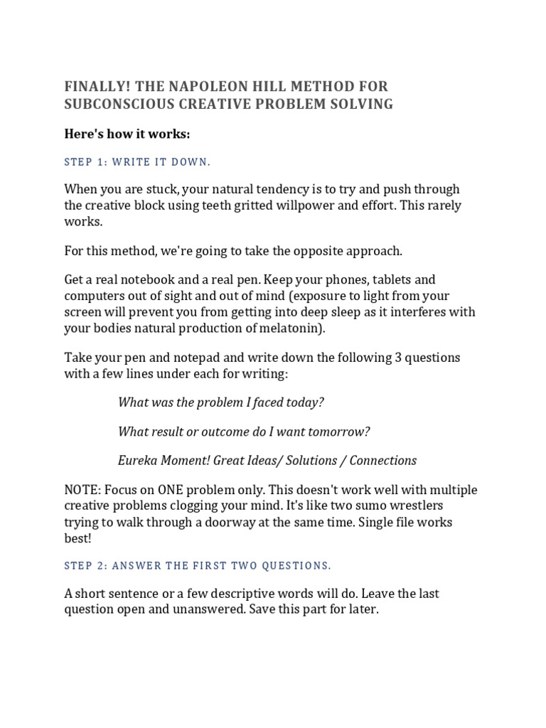 The Napoleon Hill & Joseph Murphy Method For Subconscious Creative ...