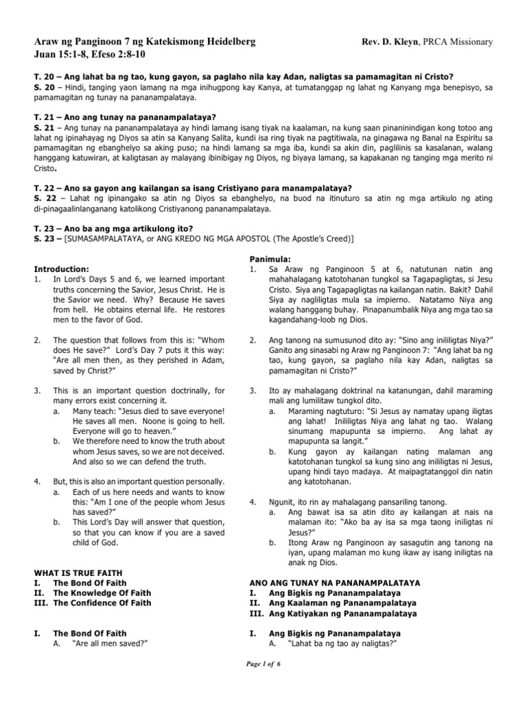 LD 7 Tagalog Sermon | PDF