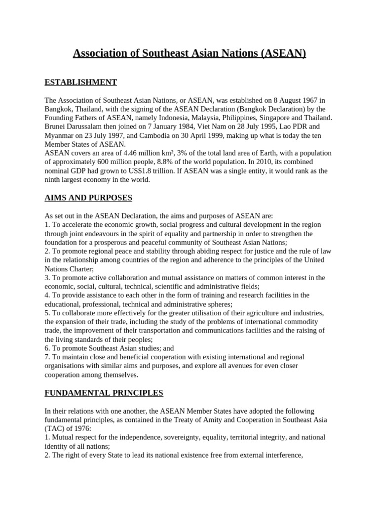Association of Southeast Asian Nations | PDF | Global Politics ...