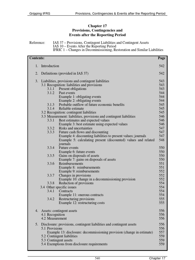 Chapter 17 Provisions and Post Balance sheet Events International