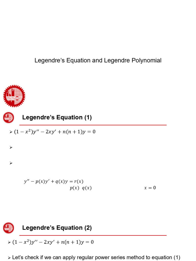 Legendre's Equation in Applied Mathematics | PDF | Equations | Mathematics