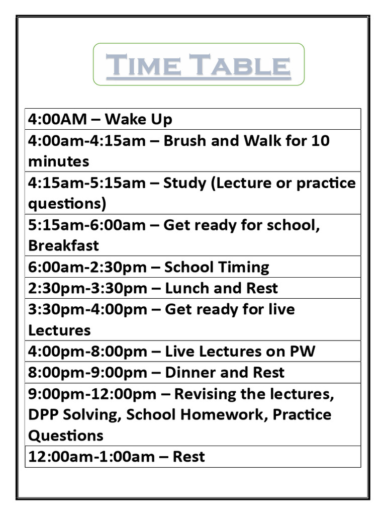 Daily Study and School Schedule | PDF