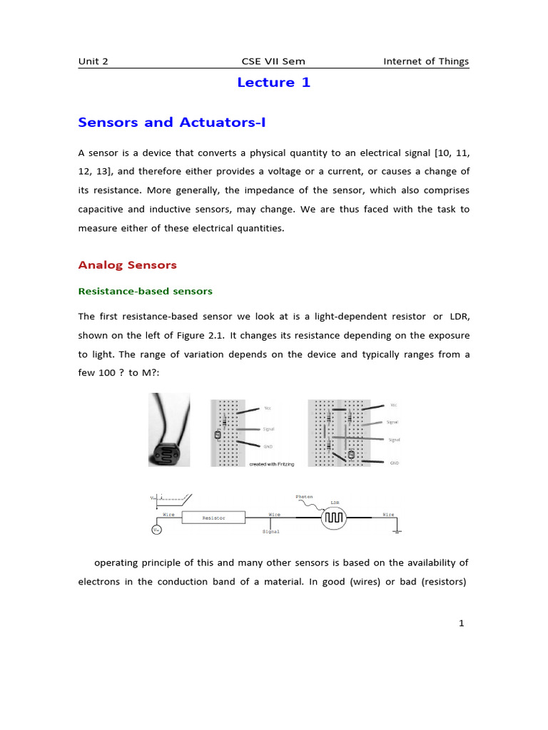 Understanding Sensors and Actuators in IoT | PDF | Electrical ...