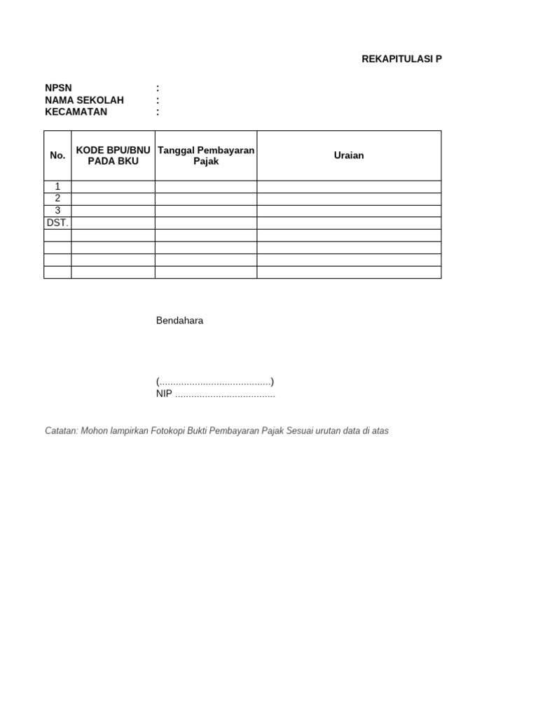 Format Rekap Pajak | PDF