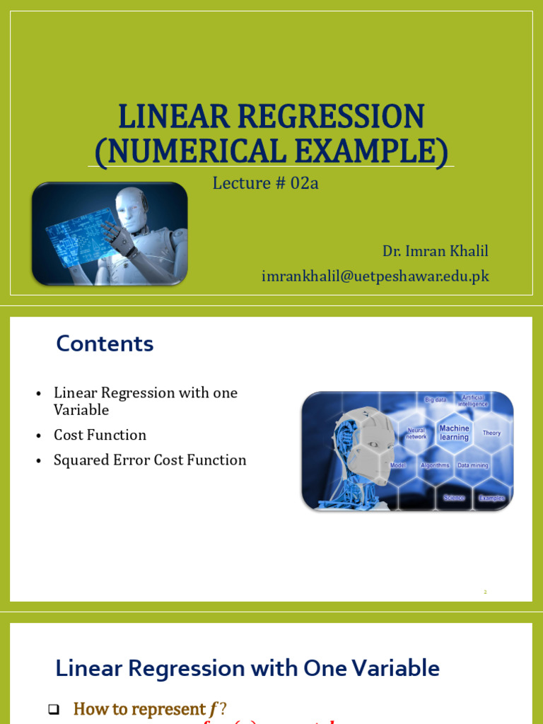 ML Lecture # 02a LR (Solved Example) | PDF | Linear Regression ...