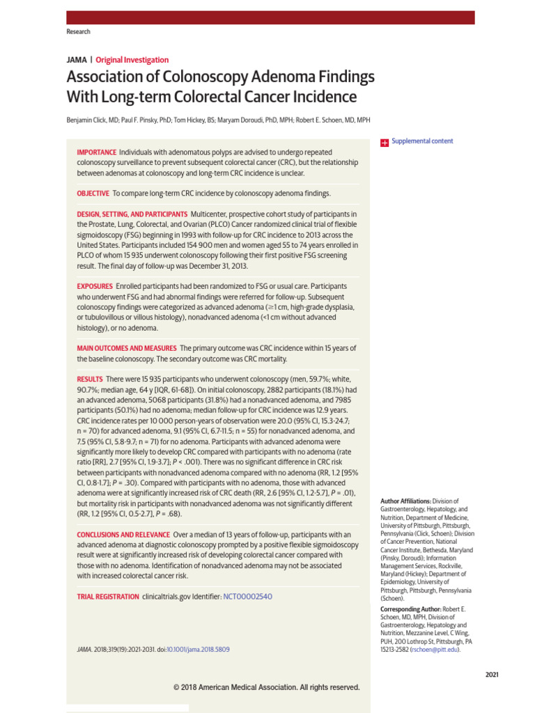 Association of Colonoscopy Adenoma Findings With Long-term Colorectal ...