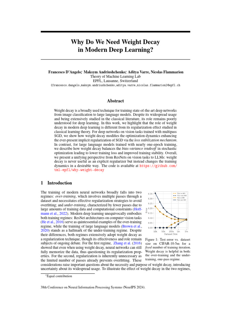 Why Do We Need Weight Decay in Modern Deep Learning | PDF | Deep ...