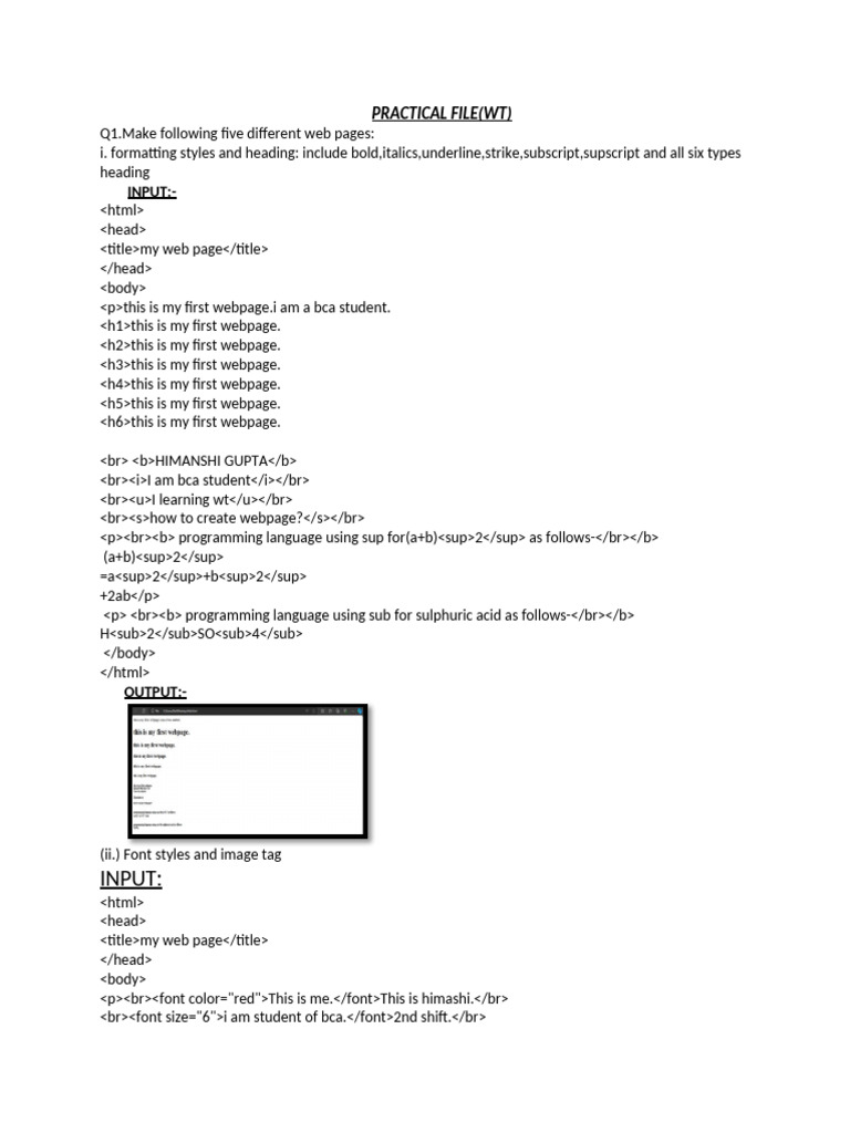Web Technology Practical File | PDF | Bootstrap (Front End Framework ...