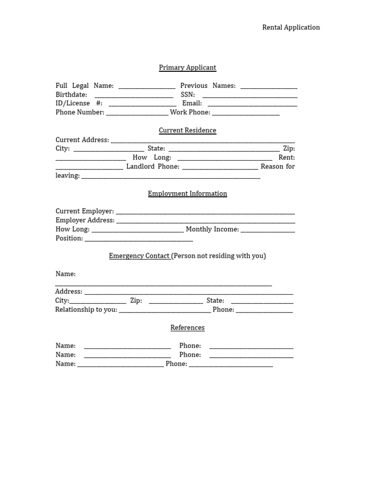 Rental Application | PDF