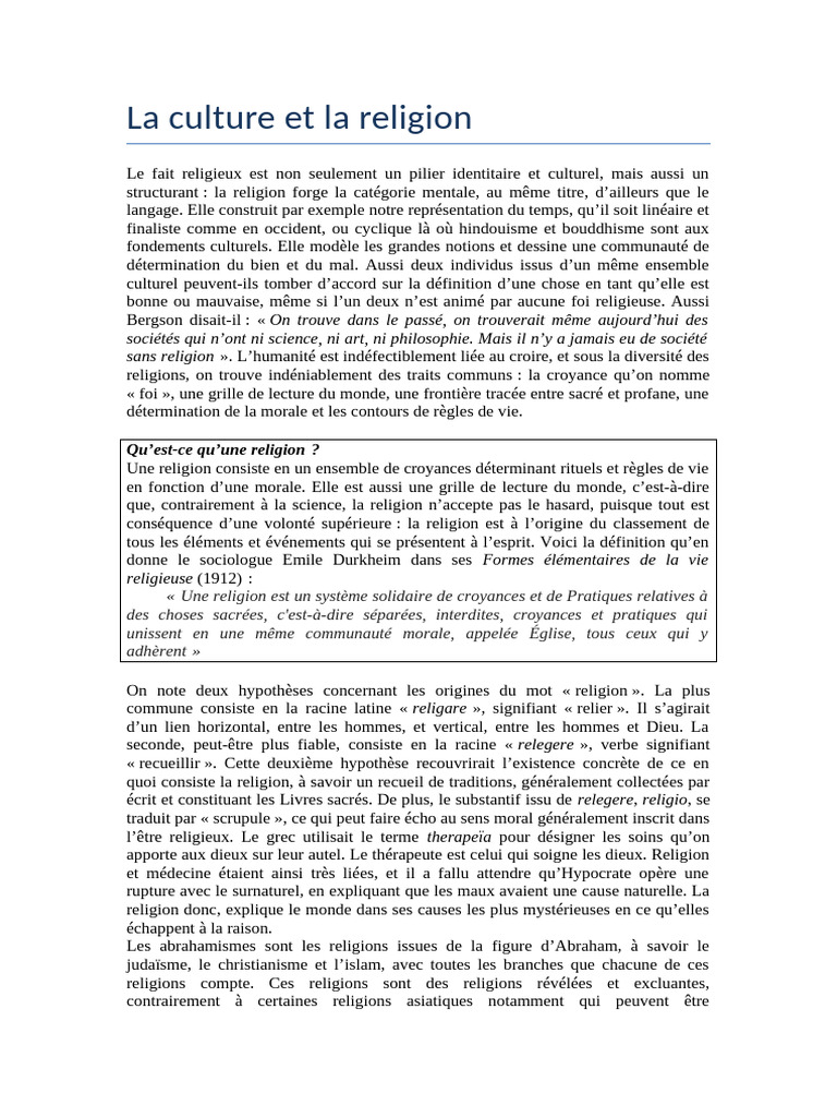 La Culture Et La Religion | PDF | Dieu | Moralité