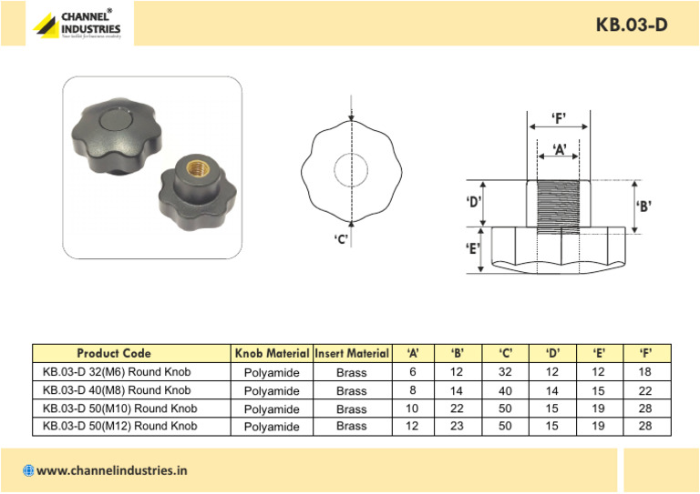 Round Knob Specifications Guide | PDF