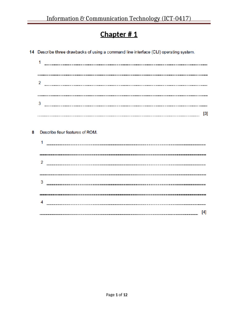 IGCSE ICT Chapter 1 Questions | PDF