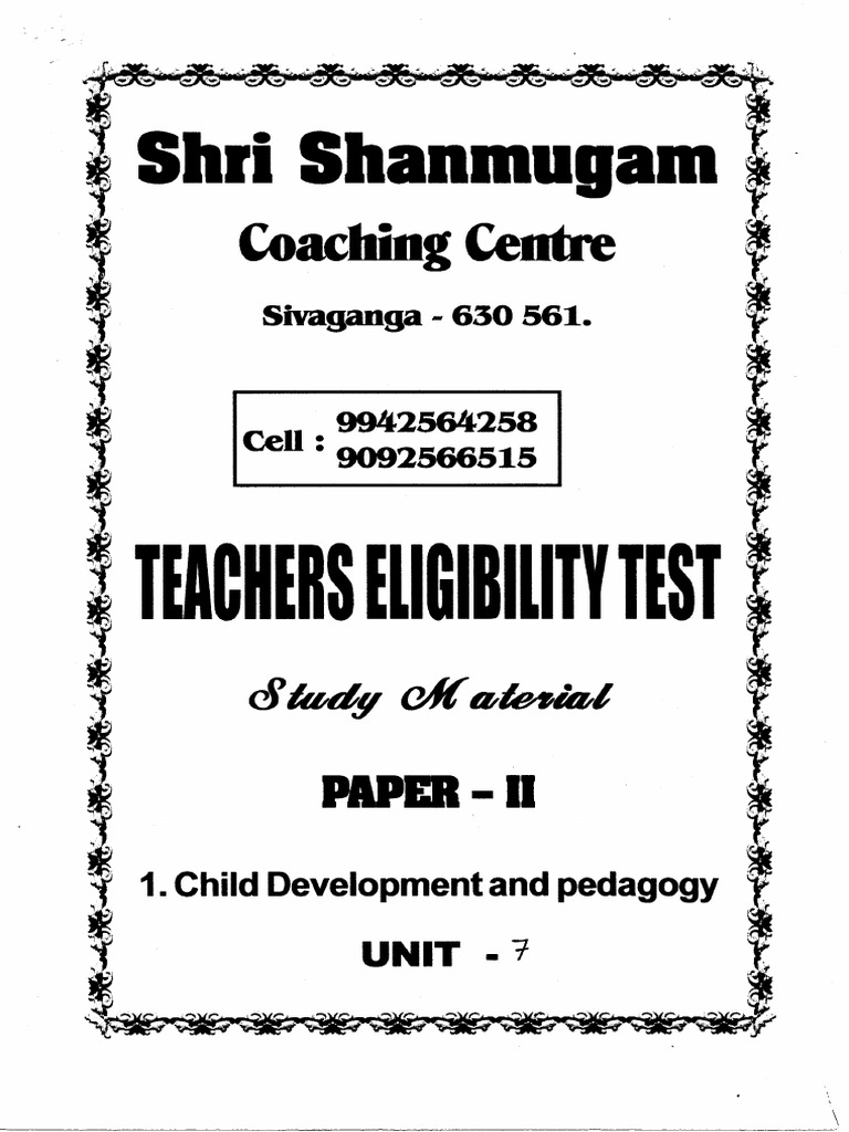 Child Development and Pedagogy - Unit 7 | PDF