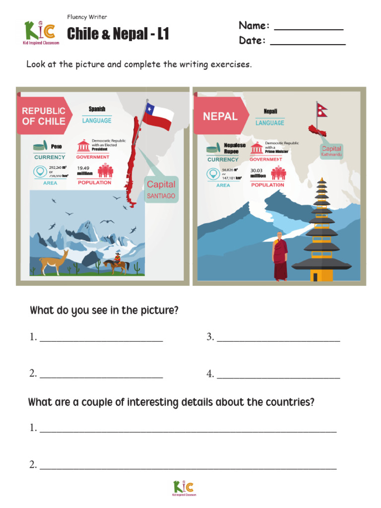 L2-Picture Writing - Chile and Nepal | PDF | Fluency | Second Language ...