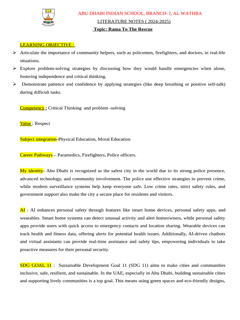 Rama to the Rescue: Lesson Overview | PDF | Wearable Technology | Police