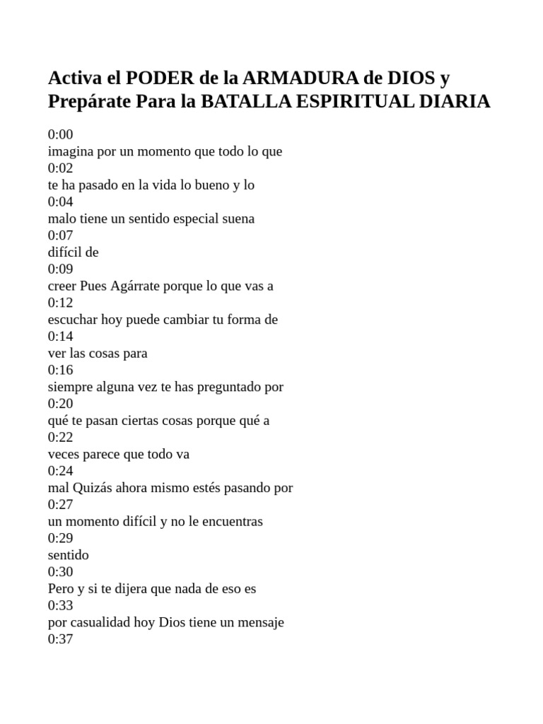 Armadura de Dios para la Batalla Espiritual | PDF | Dios | Deidad creadora