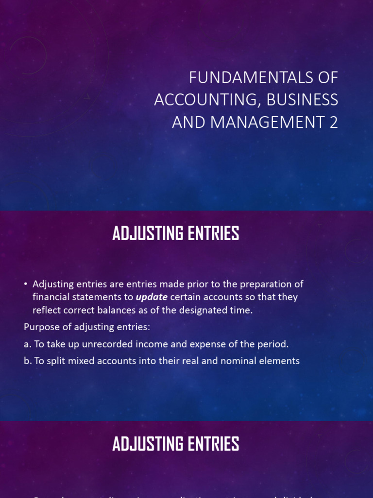 Fabm Adjusting Entries 1 | PDF | Debits And Credits | Depreciation