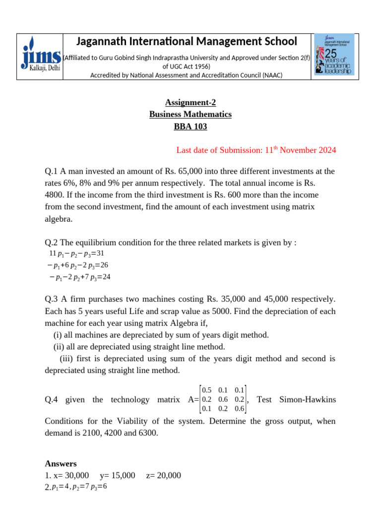 BM Assignment 2 2024 | PDF | Depreciation | Economies