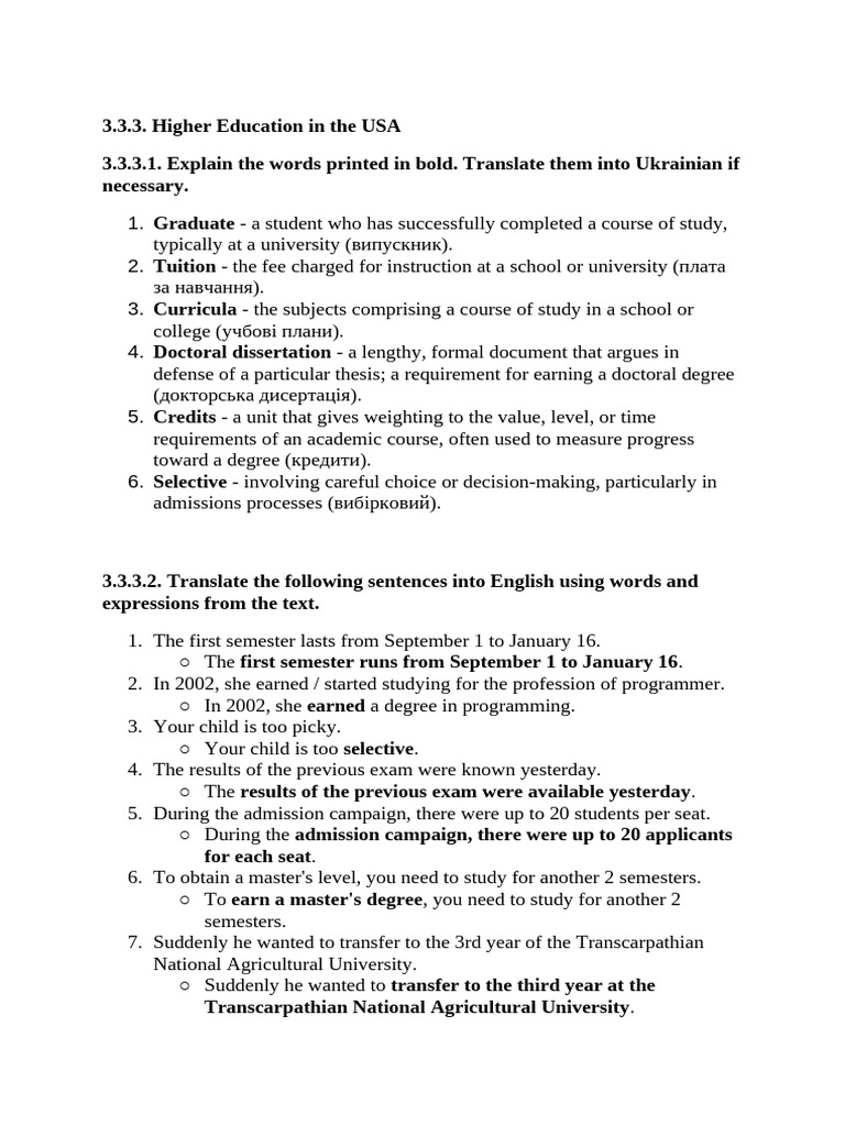 Practical lesson 7 | PDF | Academic Degree | University And College ...