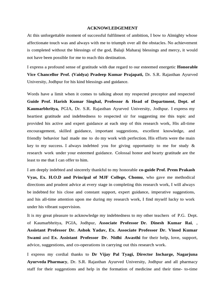 Gratitude Acknowledgment in Research Work | PDF