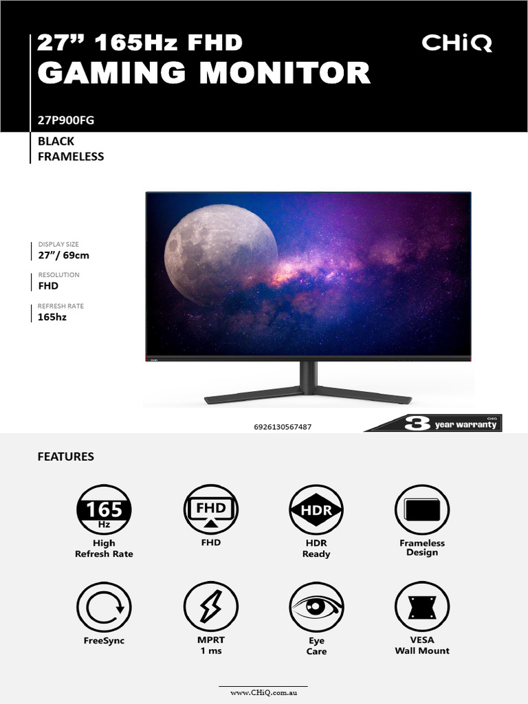 27" 165Hz FHD Gaming Monitor Specs | PDF | Computer Monitor | Display ...