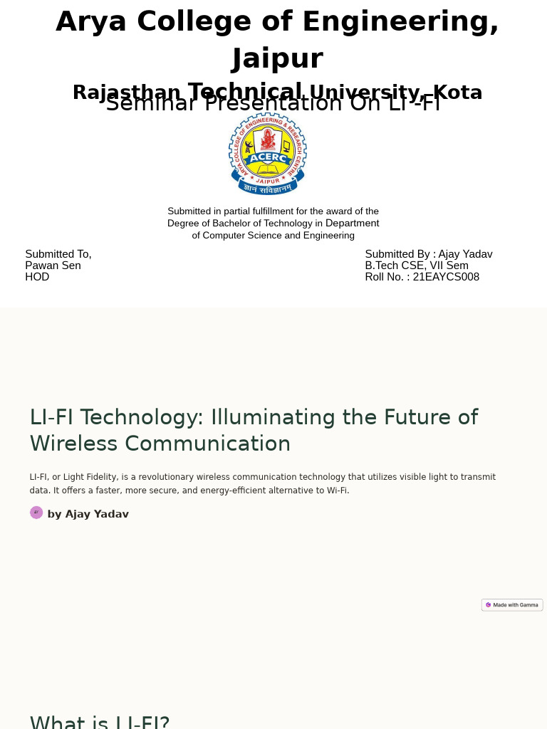 LI-FI Technology: Future of Wireless Communication | PDF | Wi Fi ...