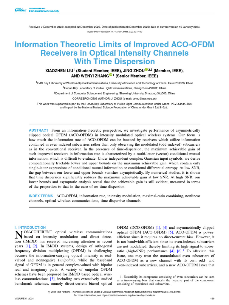 Information Theoretic Limits of Improved ACO-OFDM Receivers in Optical ...