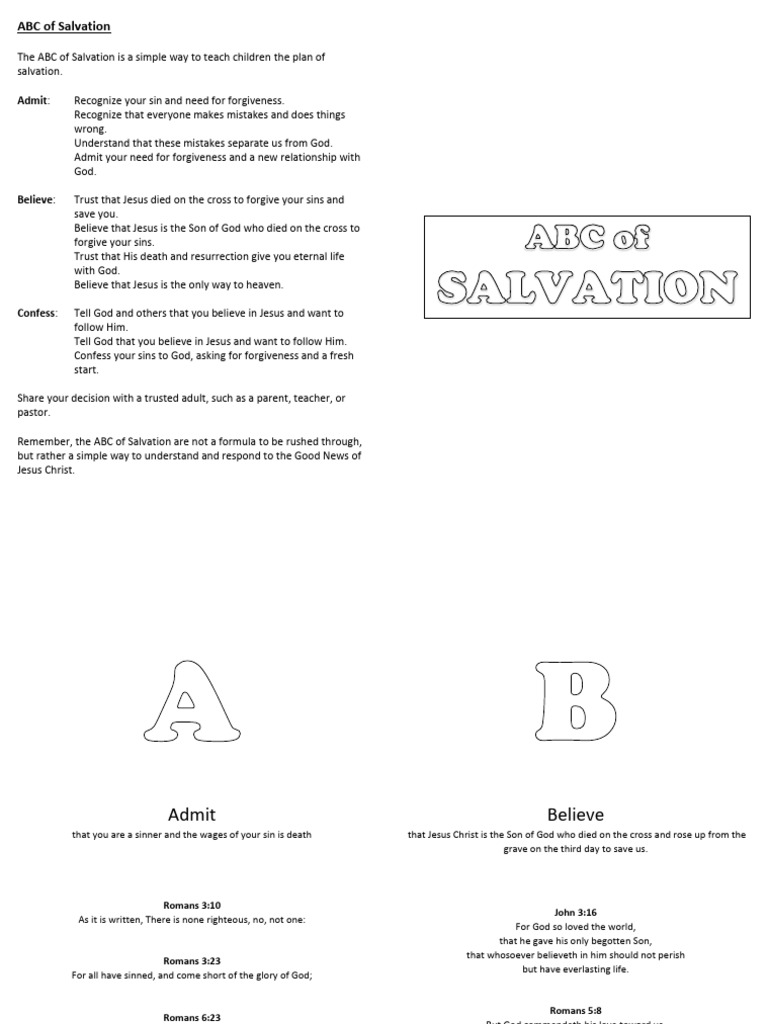 ABC of SALVATION booklet | PDF | Eternal Life (Christianity) | Salvation for Free Printable Abc Of Salvation Printable