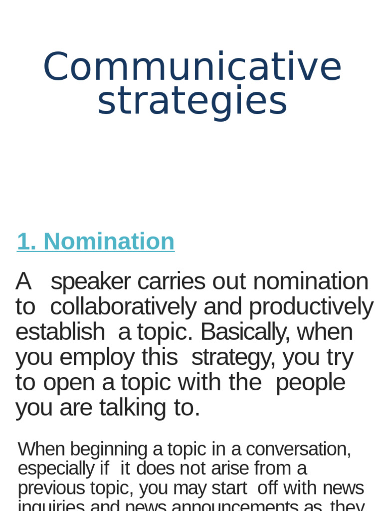Examples of Communicative Strategies | PDF | Conversation | Communication