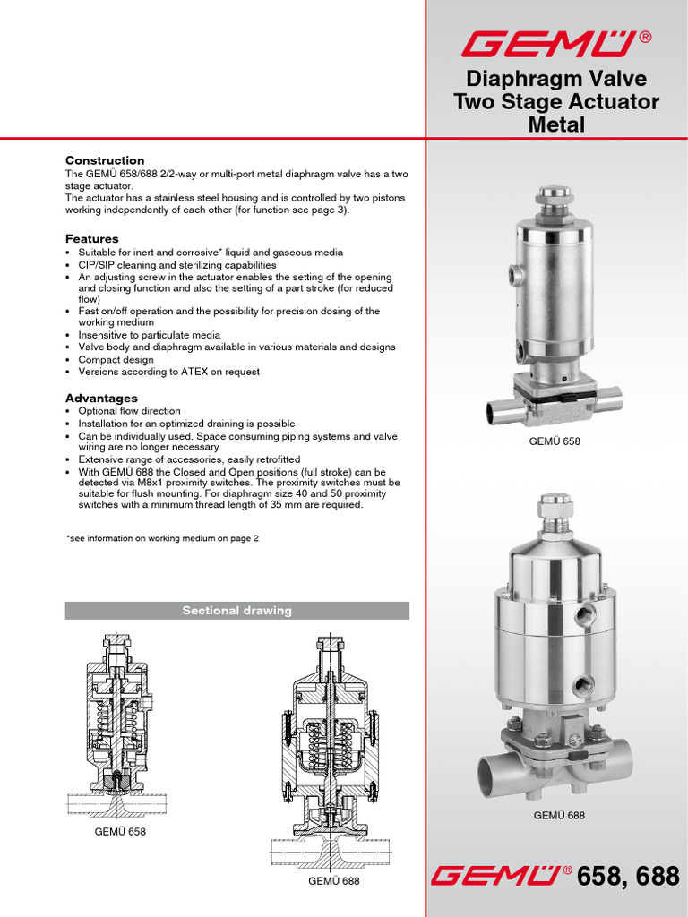 GEMÜ 658/688 Diaphragm Valve Overview | PDF | Valve | Steam