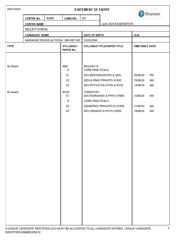 0501 Edexcel GCE | PDF