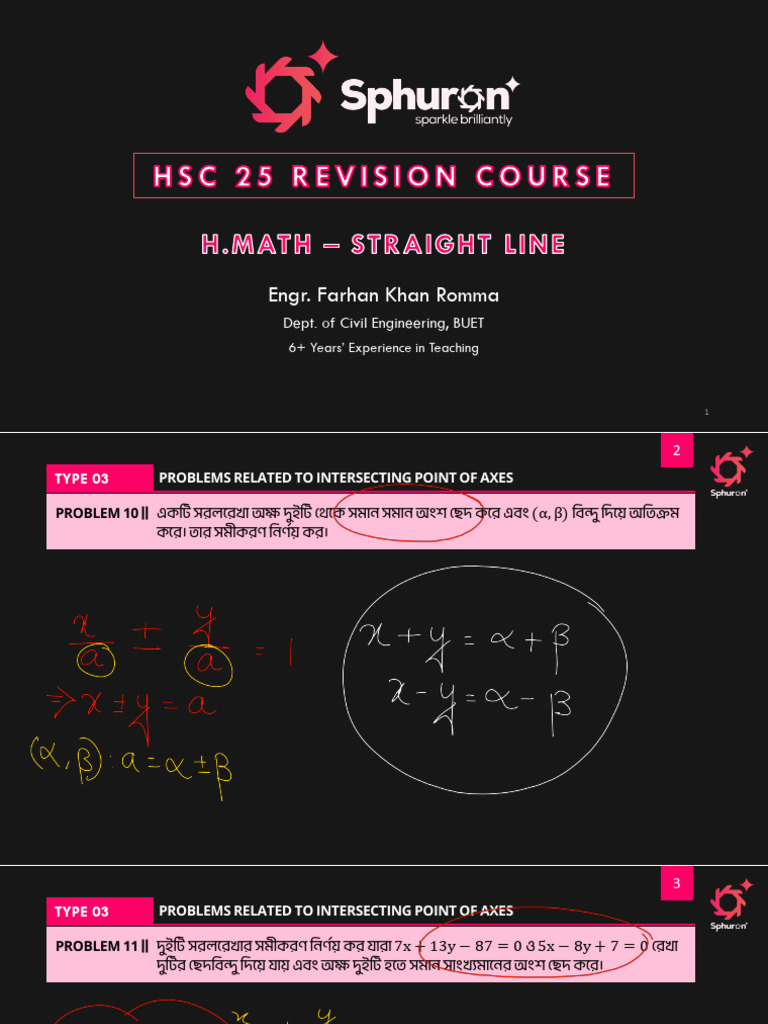 Straight Line Revision Lecture 03 (3E, 3F) | PDF