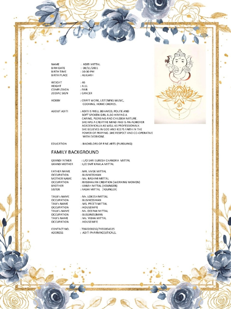 Aditi Biodata | PDF