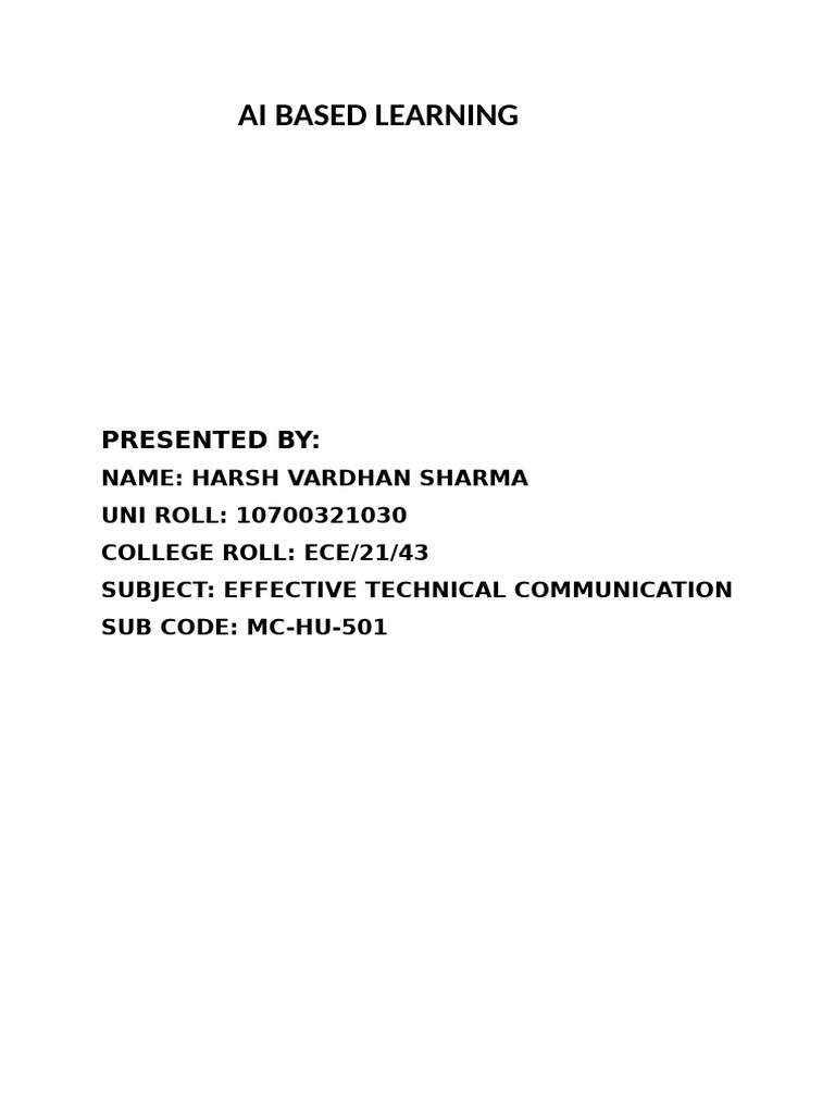 Ai Based Learning (10700321020) | PDF | Artificial Intelligence ...